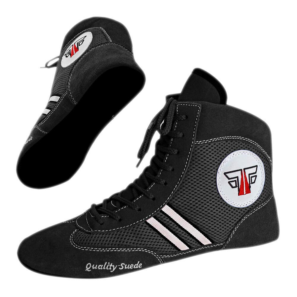 Fox-Fight, scarpe da sambo, ring o wrestling, in pelle scamosciata, colori nero-blu-rosso