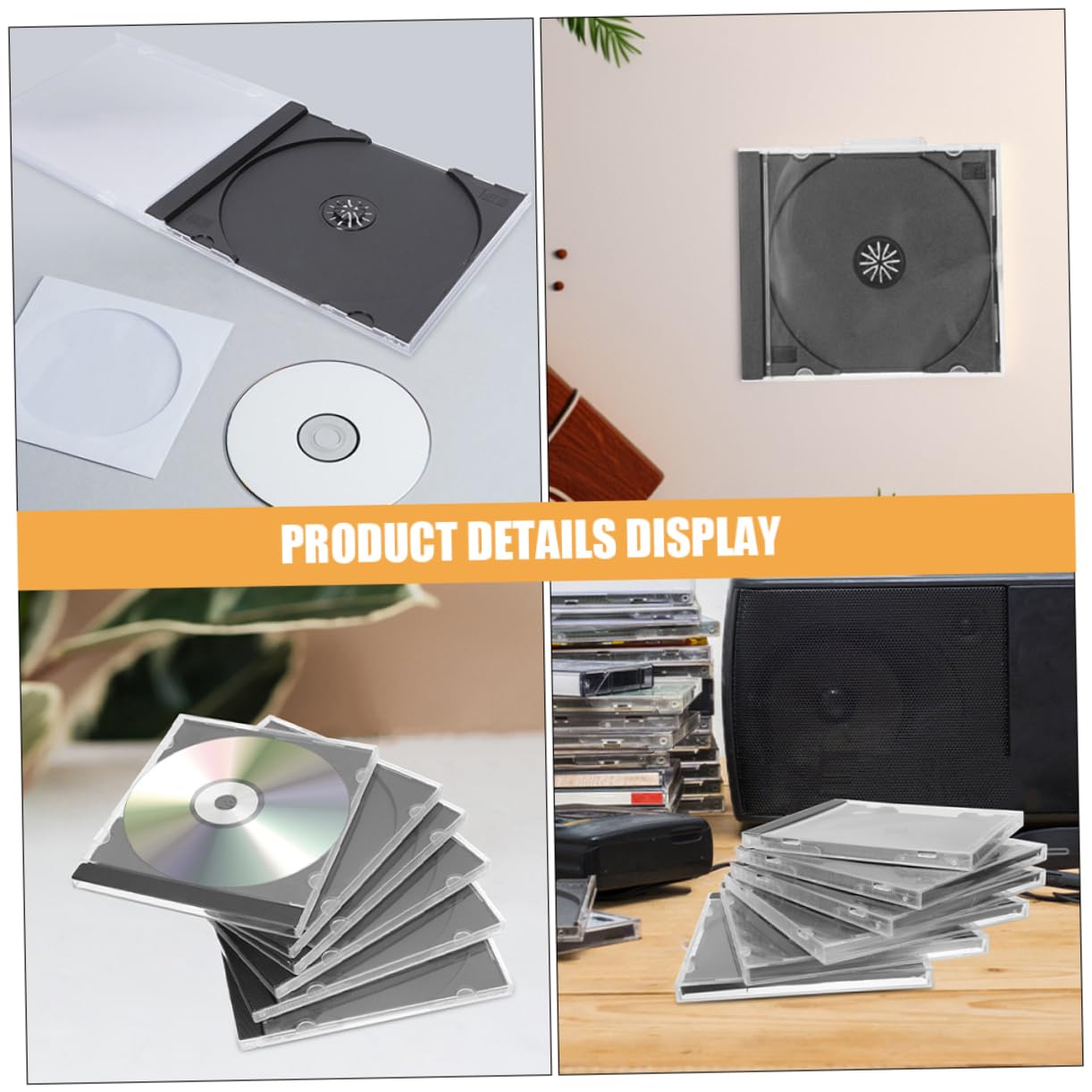 Custodia Trasparente Impilabile e Facile da Identificare in Plastica, Confezione da 10 Pezzi per CD per Dischi in Casa o Scuola