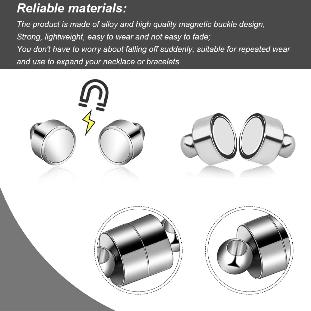 Magnetic Necklace Clasps, 12PCS Connector Magnetic Bracelets Clasp, 1.2CM Magnetic Clasps, Magnetic Jewellery Clasps - Image 3