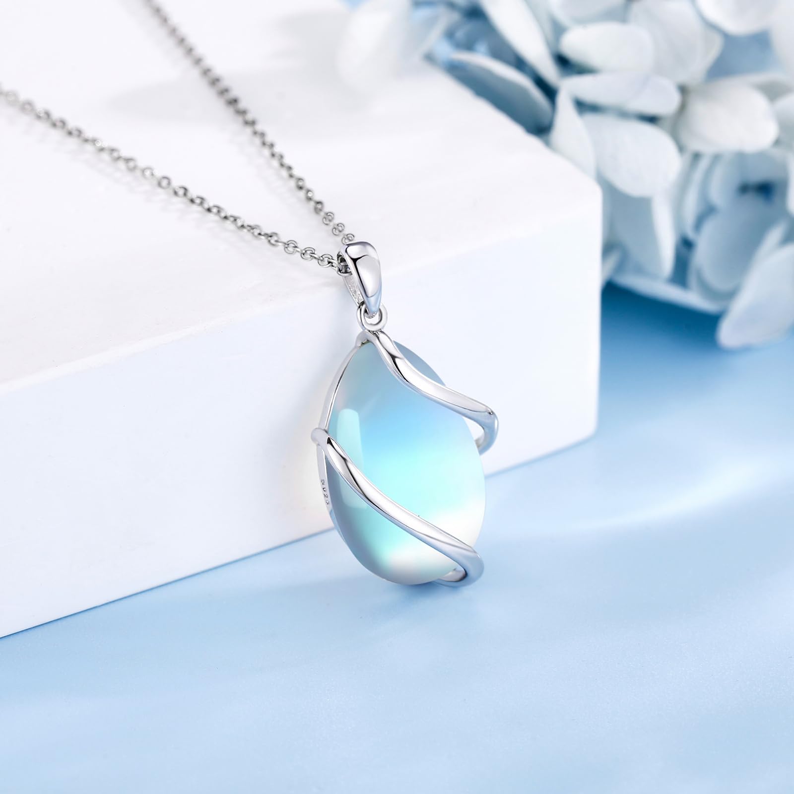 POPLYKE Sterling Silber Teardrop Anhänger Halskette Schmuck für Damen Herren