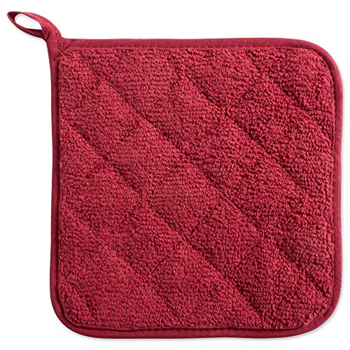 DII Basic Terry Collection Quilted 100% Cotton, Potholder, Barn Red, 3 Piece by DII - Image 2