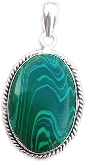 Natural Malachite Pendant Oval Stone Pendant One Of A Kind Bohemian Pendant Green Stone Pendant Malachite ~ Gemstone Jewelry August Birthstone Pendant Vintage Stone Pendant Unisex Pendant Attractive Pendant Best Christmas Or New Year Gifts Ideas