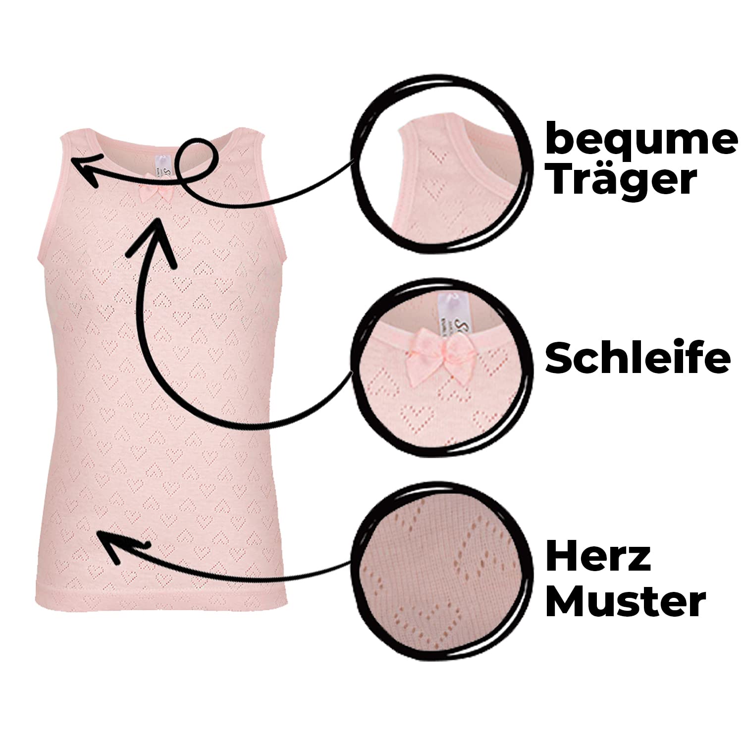 SAMILY Unterhemden für Mädchen 100% Baumwolle 5er Pack Unterwäsche, Tank Top atmungsaktiv bequem – Gr. 98–164