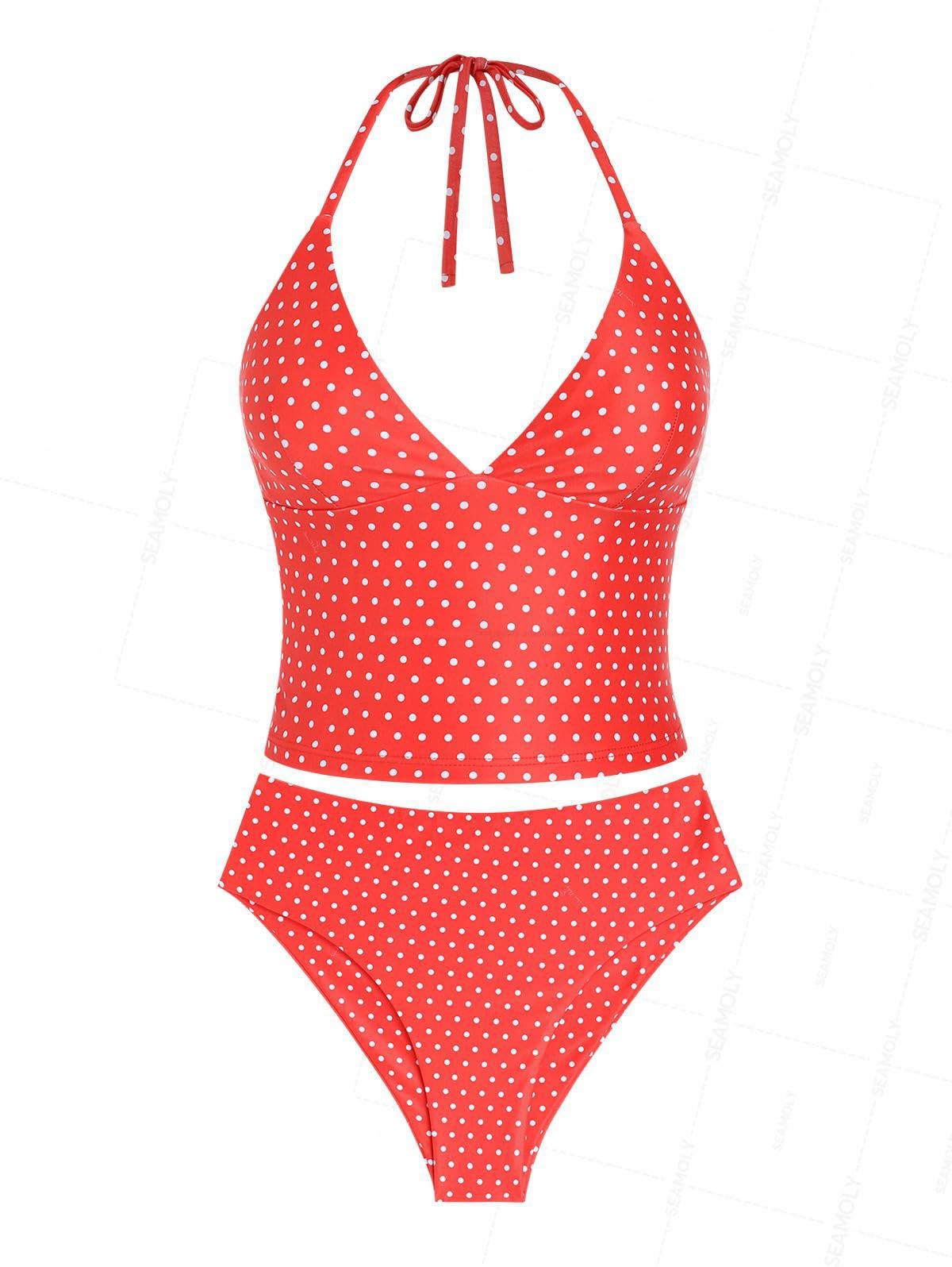 seamoly Womens Floral Tankini Set Halter Neck Two-Piece Swimsuit with Tie Detail
