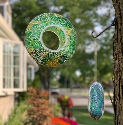 Miniatura 3 de Comedero para pájaros, comederos para pájaros silvestres para exteriores, comedero para pájaros colgantes, comedero circular de vidrio, comederos