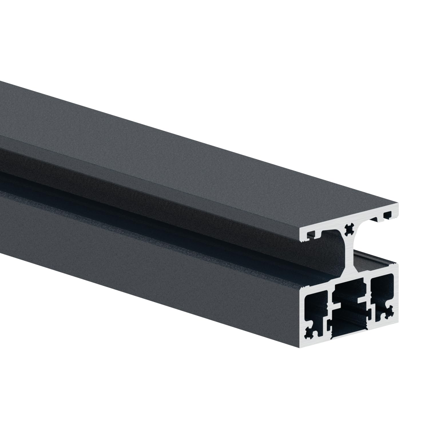 Aluminium Pfostenprofil 56x60 mm Anthrazit RAL 7016, 1005 mm – Glasgeländer-Pfosten mit Glasnut für VSG 16,76/17,52 mm, Oberflächenmontage