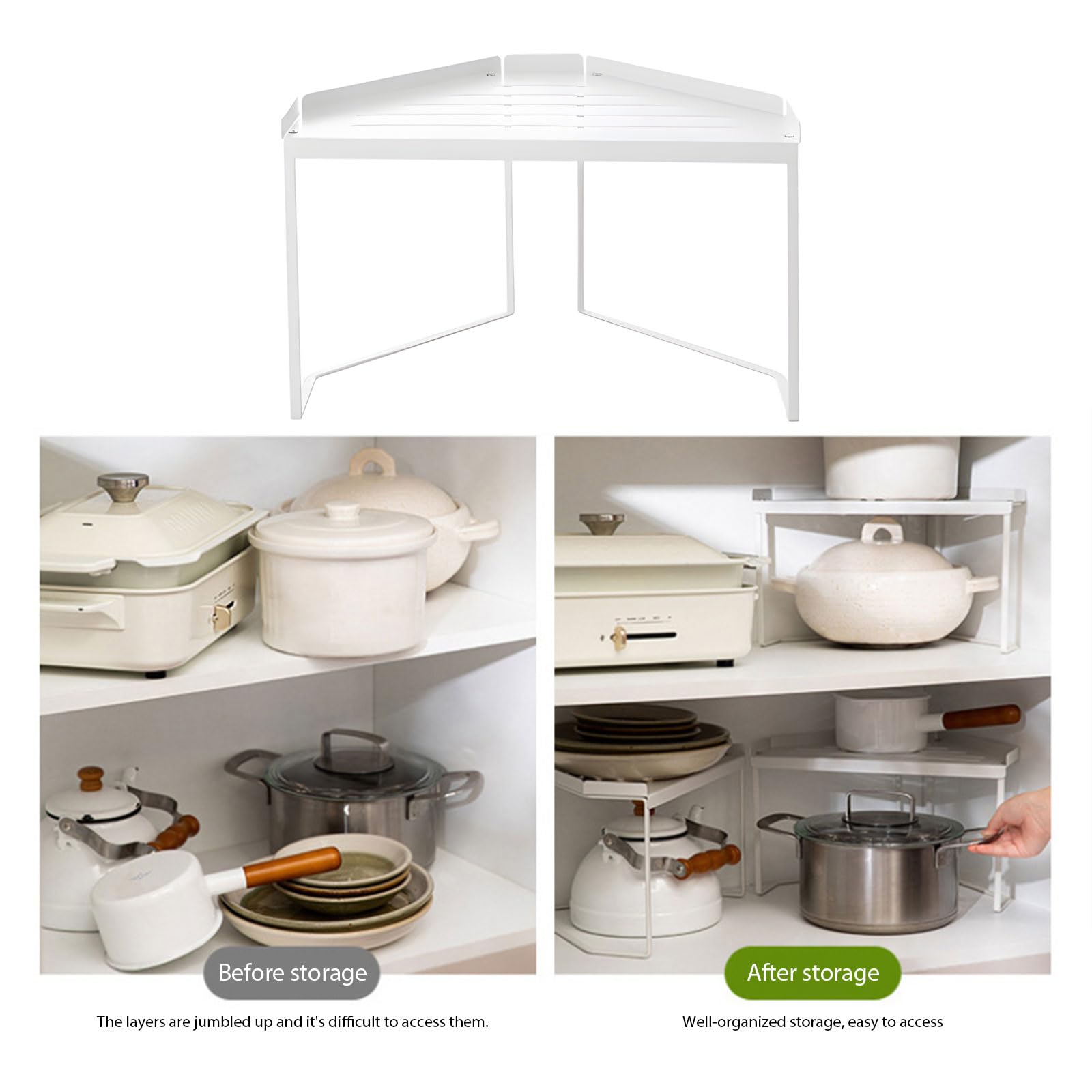 Modular Stackable Corner Shelf – Carbon Steel, No-Tool Assembly, Rust-Resistant, For Kitchen, Bathroom, Or Over Toilet Storage