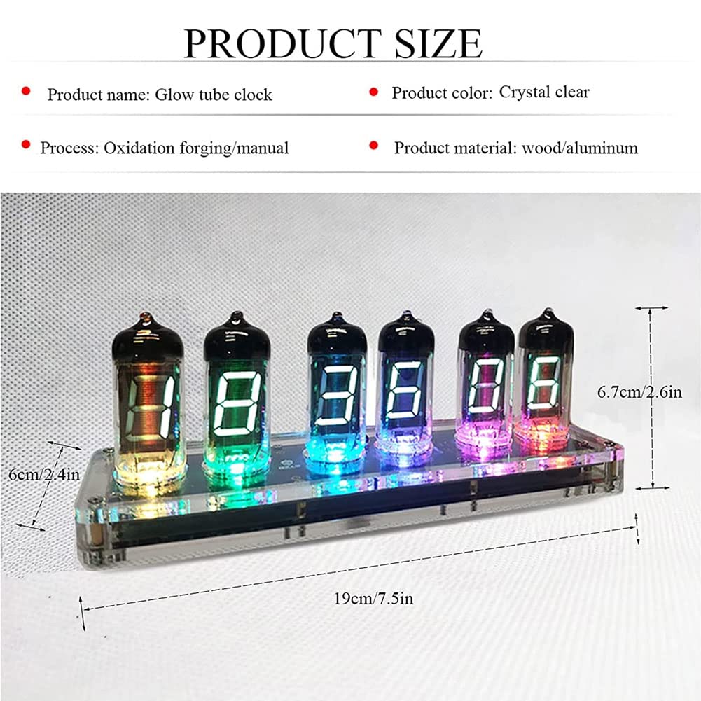 Horloge à Tube Lumineux, 7 Couleurs créatives à LED, Couleur réglable avec télécommande, Ornements de Table pour décoration Artistique, Chambre à Coucher, Bureau à Domicile