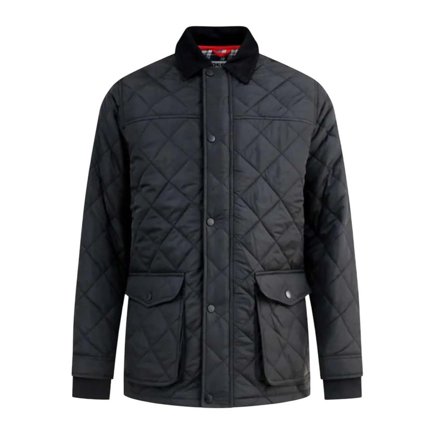 Duke Mens Harborough Corduroy Collar Quilted Jacket - Black - 3XL
