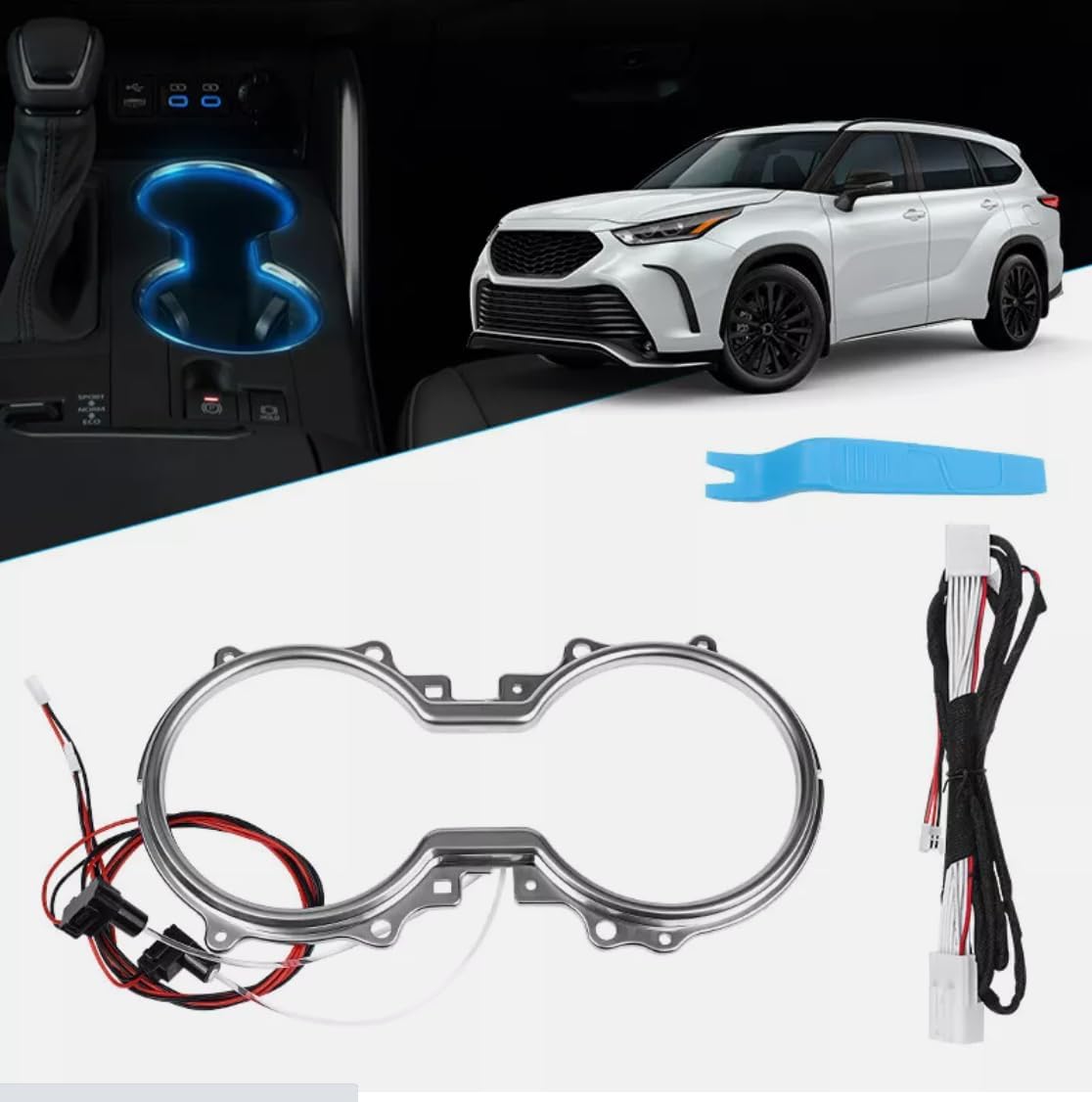 for Toyota Highlander 2020-2024 Car LED Central Cup Holder Ambient Lights 1pcs Car Accessories