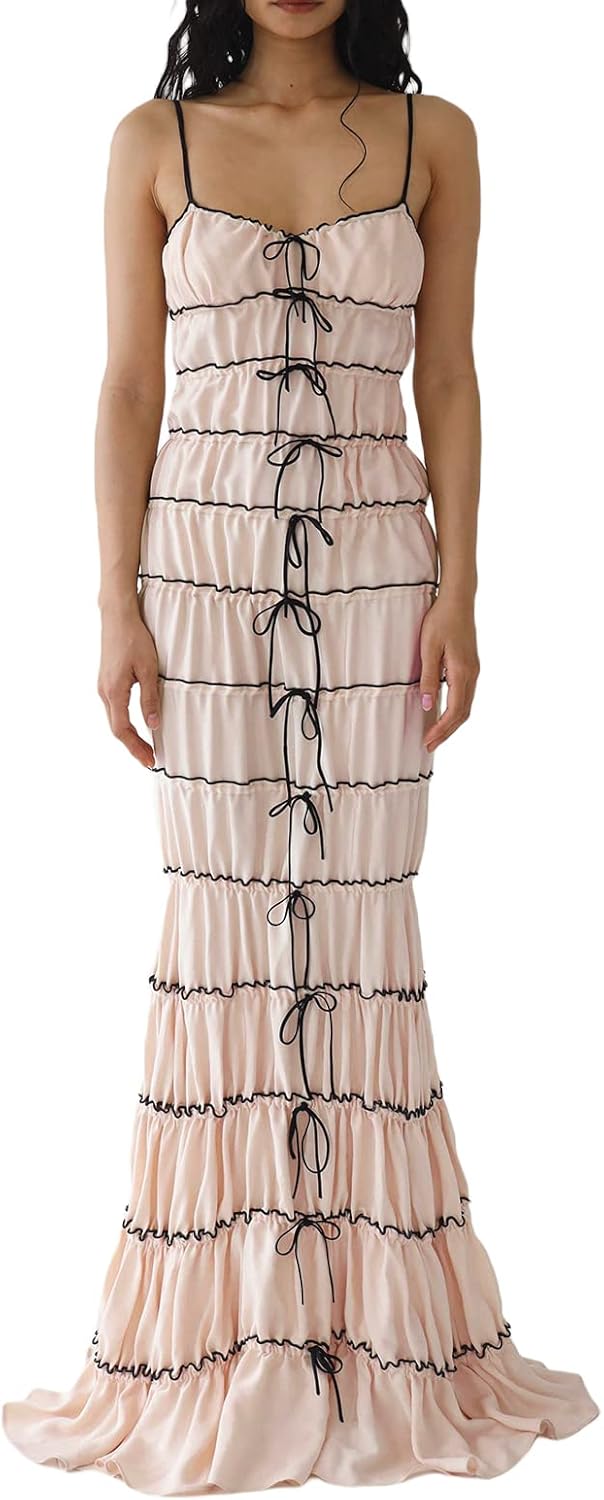 Robe Longue Jaune Imprimé Petites Fleurs à Dos Nu Et Bretelles | FR