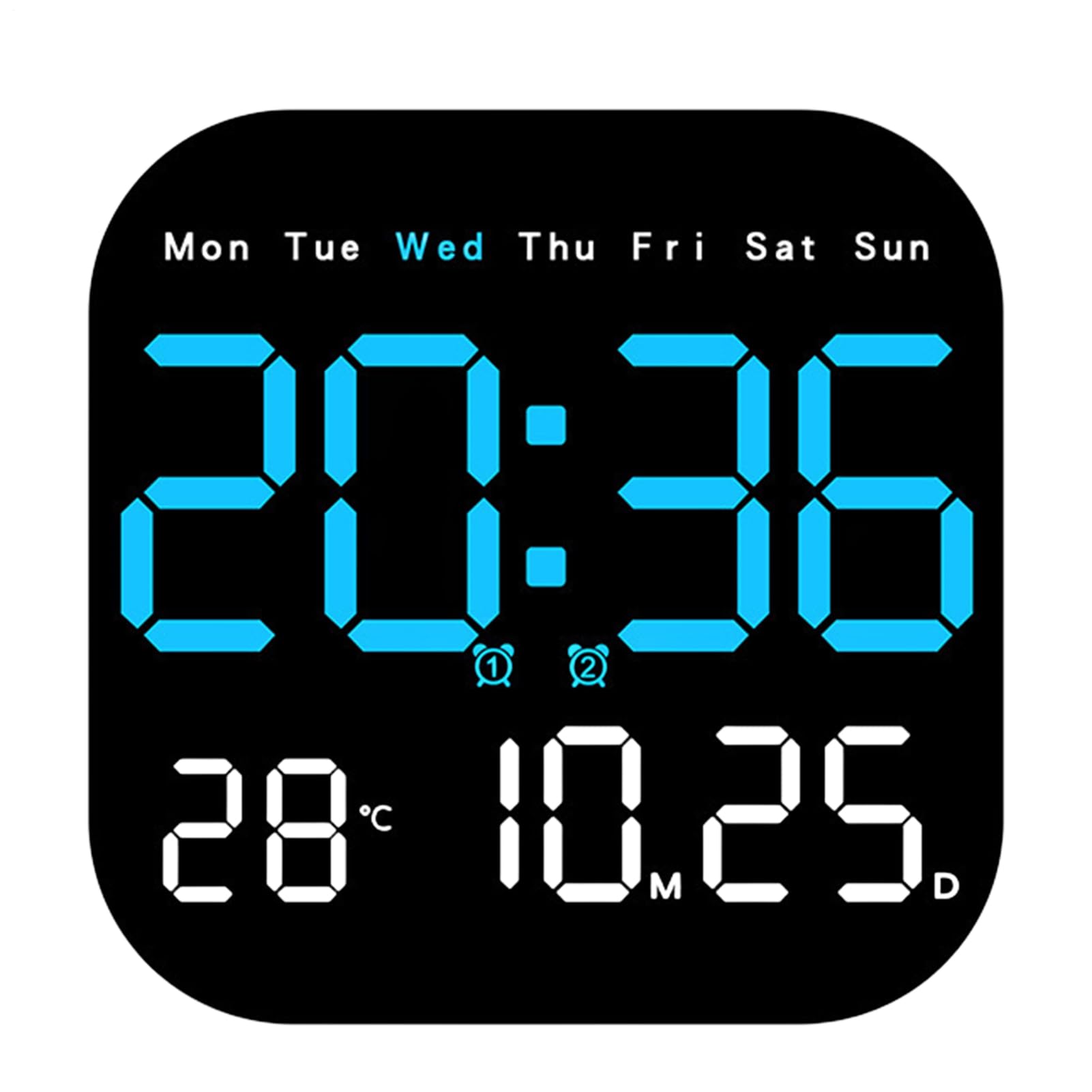 Orologio digitale con datario da appendere, display temporaneo, sveglia