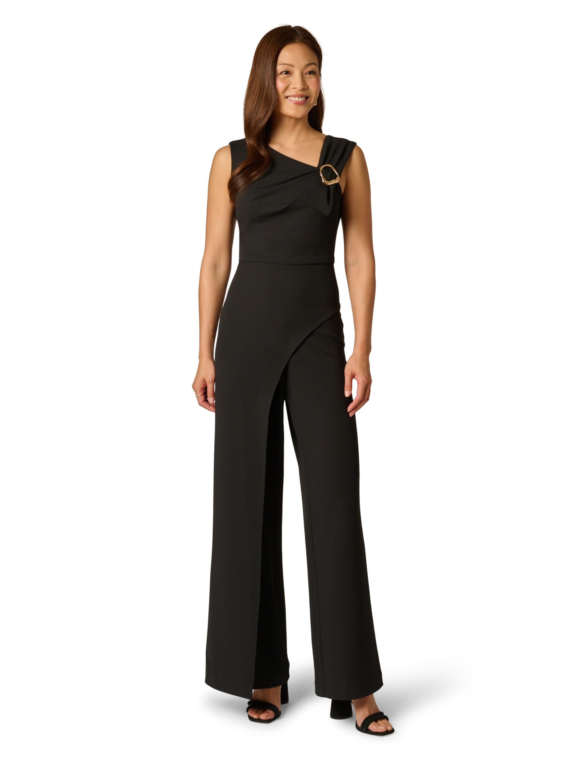 Photo 1 of Adrianna Papell Womens Knit Crepe Jumpsuit Black 16