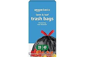 Amazon Basics Lawn & Leaf Drawstring Trash Bags, Unscented