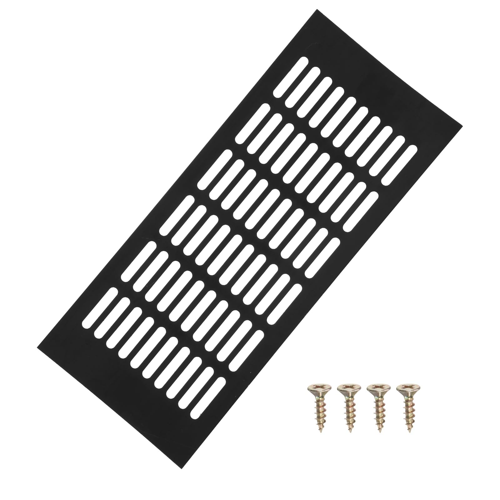 PATIKIL 14 x 6 Inch Door Air Vent Cover, Aluminum Grille Ventilation Cover with Mounting Screws for Cabinet Wardrobe Ceiling Door, Black