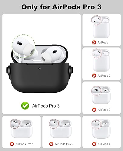 Vista 2 de TiMOVO Funda para AirPods Pro 3 (2025) con bloqueo seguro, carcasa dura, a prueba de golpes, diseño de auriculares musicales, funda protectora