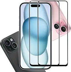 Kit 2 Películas de Vidro 3D Frontal Compatível com iPhone 15 Pro