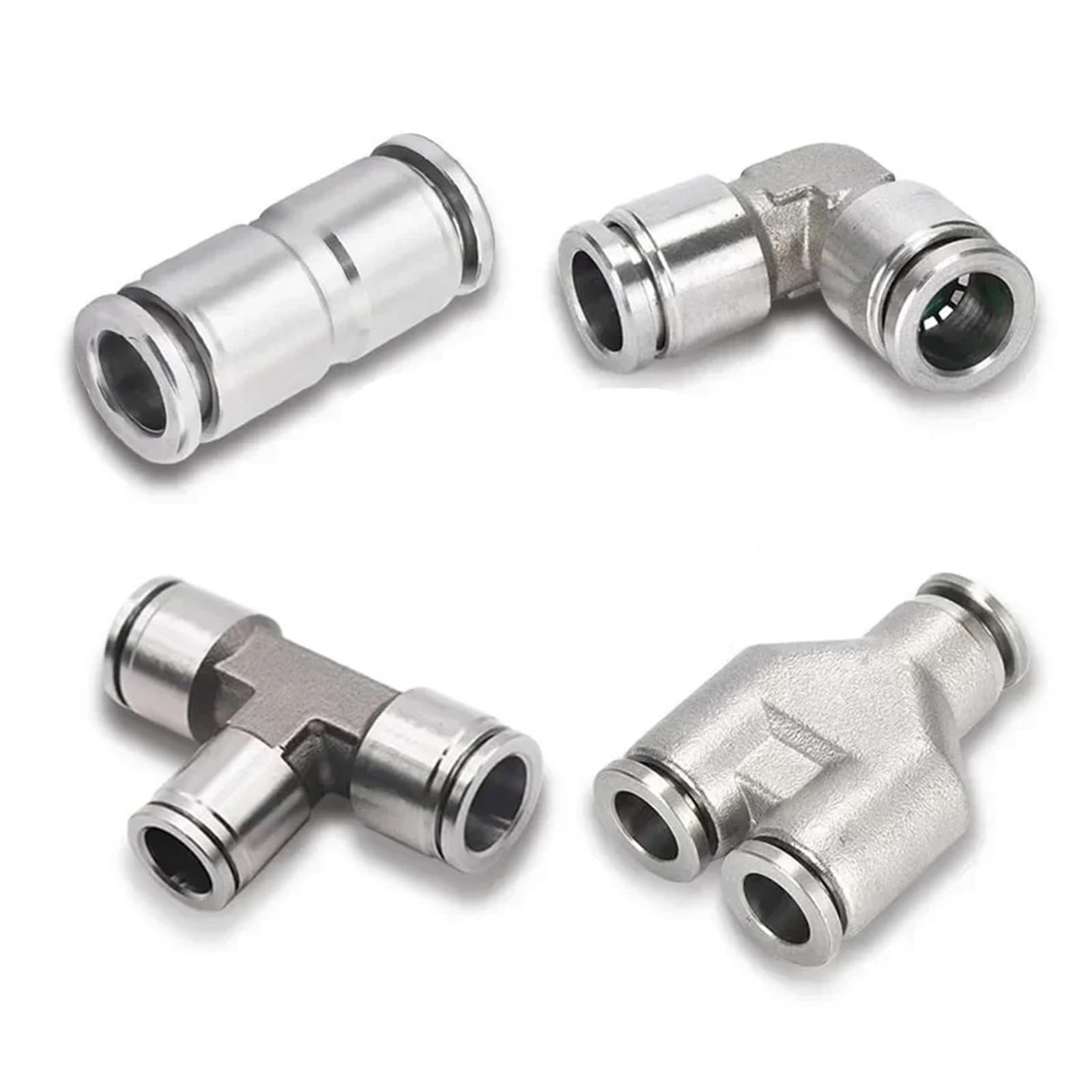 Raccords de Tuyau d'air pneumatique en Acier Inoxydable 304, raccord Rapide métallique, Haute Pression, connecteur(200 Pcs,PU-4)
