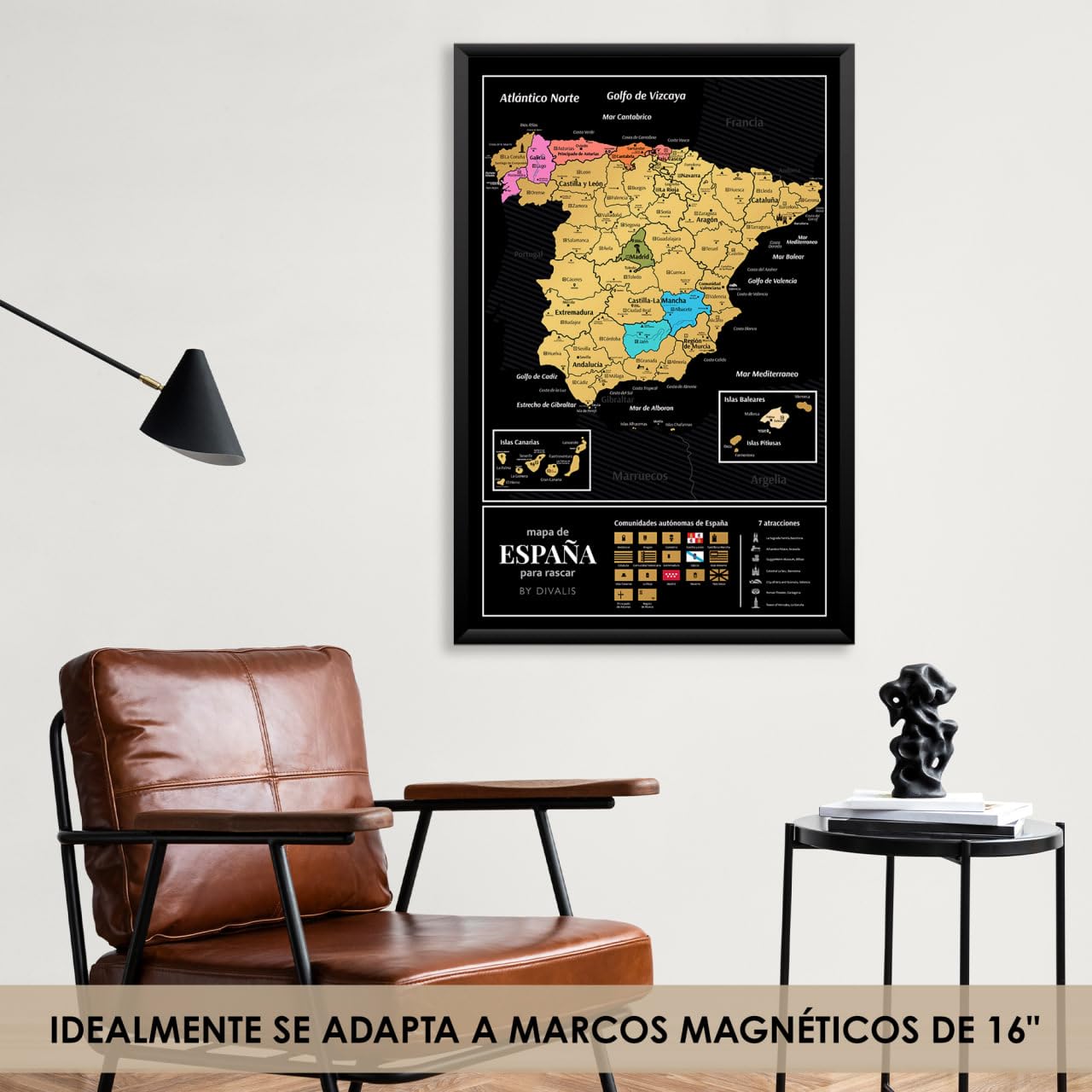 Grande Mapa de España Para Rascar - Mapa Para Marcar Viajes de España - Scratch off Spain Map - Scratchable Spain Poster