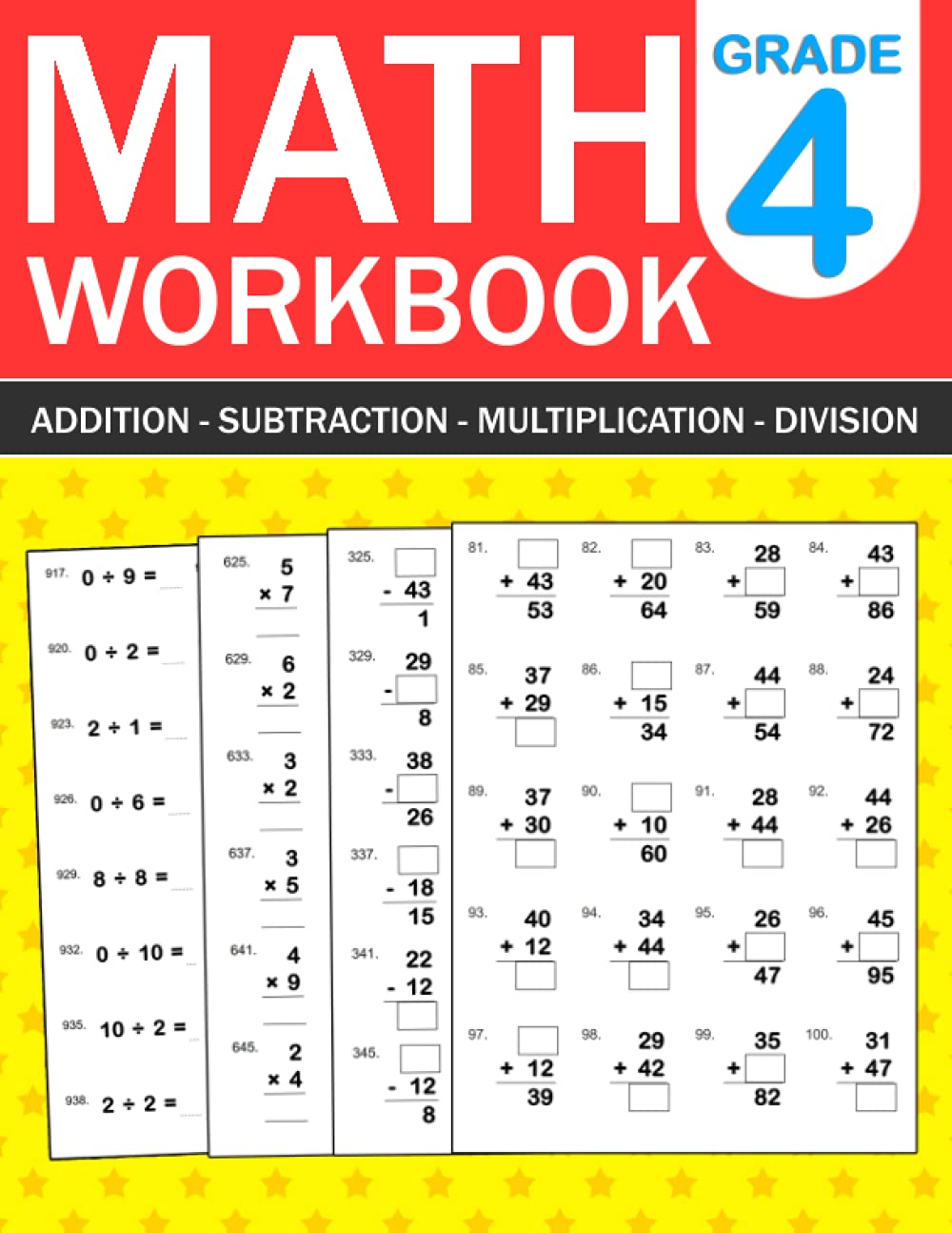 Math Workbook Grade 4: Math Practice Workbook For Grade 4 with Addition,Subtraction,multiplication and division Exercises | 4th grade math workbook | One page per day to be great at math