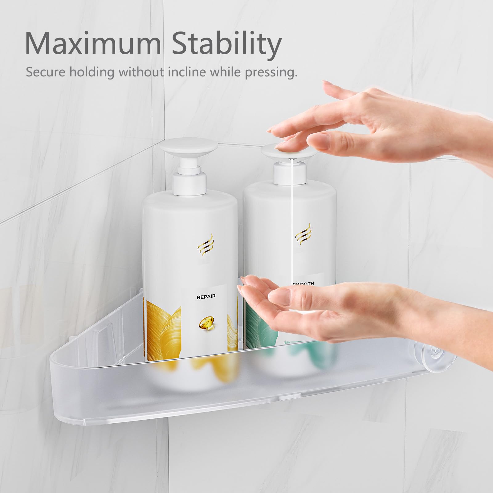 Sotfamily 4 Piezas Estanteria Ducha Sin Taladro, Estante Baño de Esquina Cesta, Plastico Extraíbles Estanterias, Estante Ducha con 6 Ganchos autoadhesivos, Estanteria Baño Autoadhesivos, Helado Claro