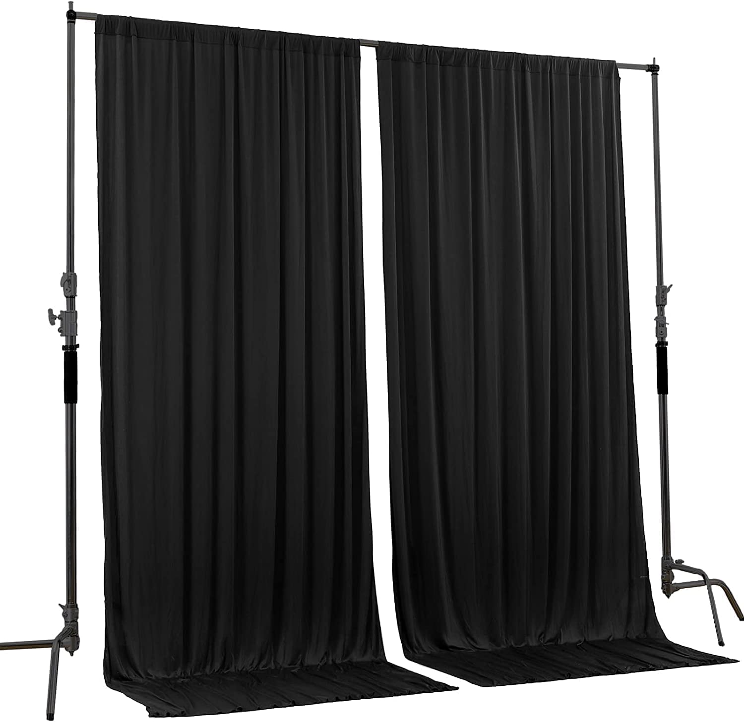 Boltove® Black Wrinkle Free Decoration Backdrop Curtain Drapes Black Backdrop Panels Background for Photography Wedding Parties Birthday Anniversary Function 4.5 x 12 Feet | Set of 2 |-image-41