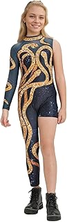 Girls Gold Snake Costume Concert Bodysuit Birthday Party Cosplay Outfit