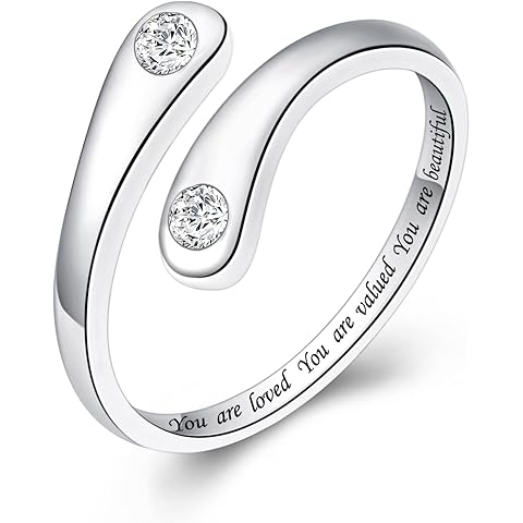 Fookduoduo 925 Sterling Silver Ring Inspirational Jewelry adjustable Wrap Open Rings for Women