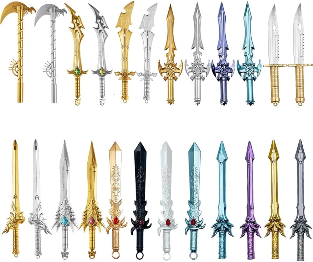 Meckerni 24 Pieces Ancient Sword Pens Set Gel Ink Pens Set