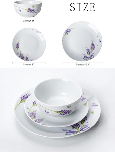 Miniatura 2 de Xiteliy Juego de platos de cerámica platos cuencos 12 piezas juego de vajilla de lavanda para 4 morado TL-XYC-D