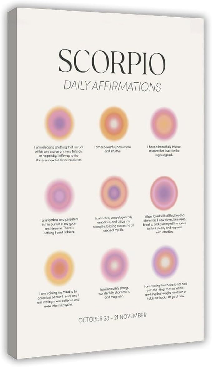 Scorpio Poster Wall Art, Scorpio Gifts, Scorpio Zodiac Decor Art Print, Scorpio Birthday Gifts Women, Scorpio Affirmation Poster Frame-style16x24inch(40x60cm)