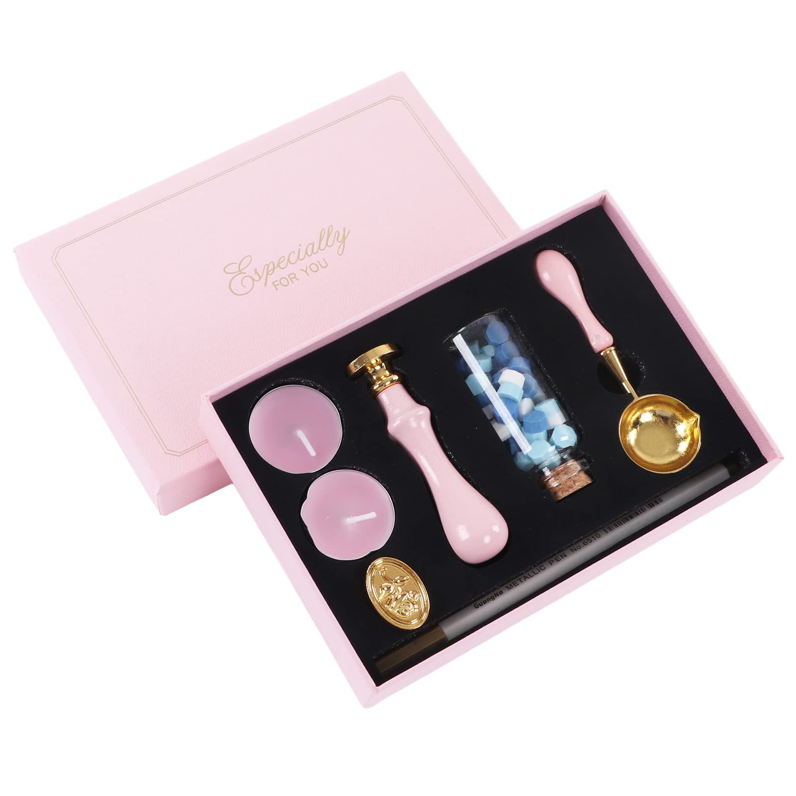 Kit Tampons Cire Fleurs AMTOL - 4 Motifs (Hibiscus, Lotus, Rose, Camélia) - Pour Invitations, Lettres, Cadeaux