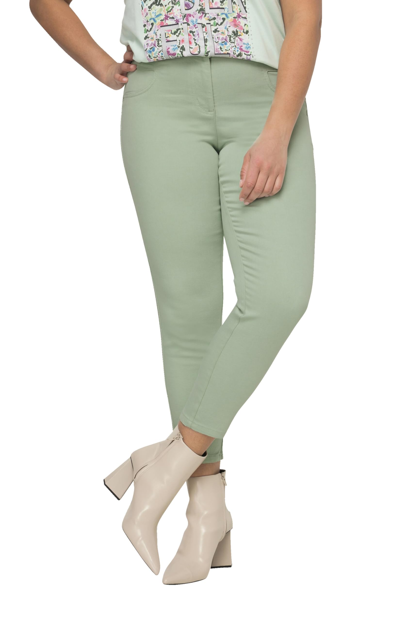 MIAMODA Damen große Größen Übergrößen Plus Size Twillhose, Slim Fit, Paillettenstreifen, teilelastischer Bund 831691