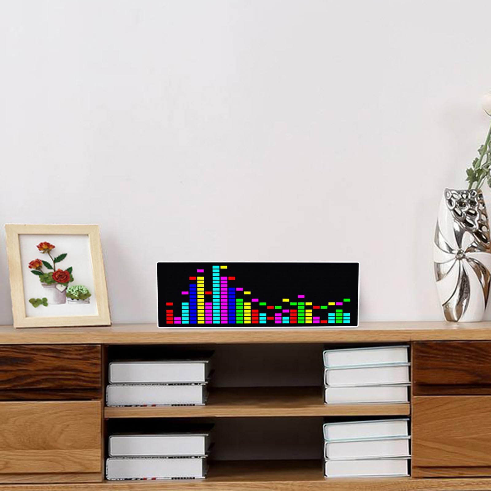 Display dello spettro musicale, analizzatore musicale a LED, analizzatore dello spettro audio, misuratore di controllo del suono colorato, 12 effetti dinamici e 7 effetti cromatici