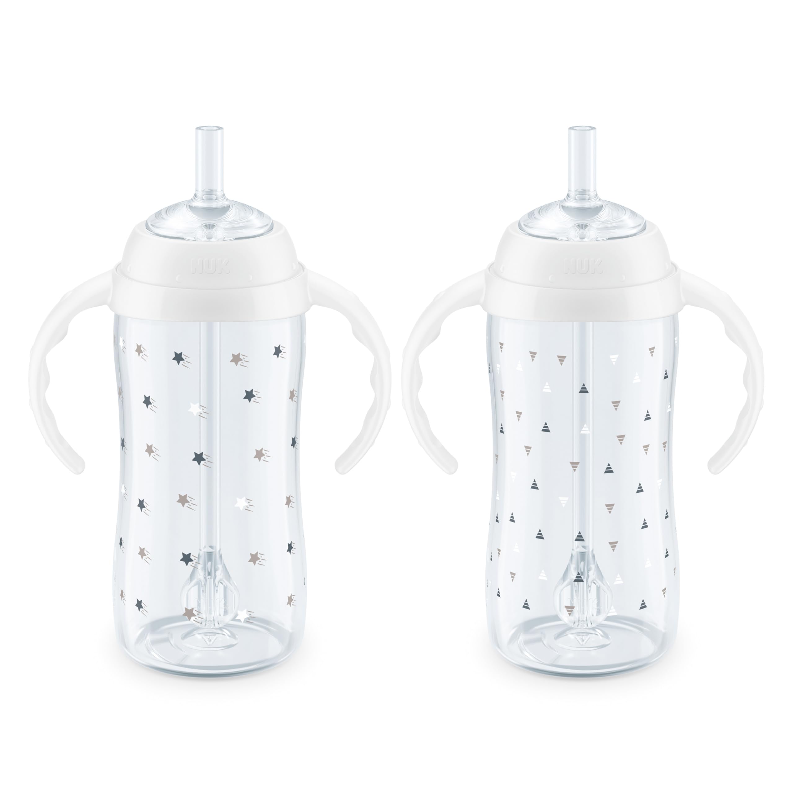 NUK Learner Straw Cup, 10oz, 2-Pack - Toddler Sippy Cup with Soft Straw for Easy Drinking, Suitable for Ages 8 Months and Up, Timeless Collection