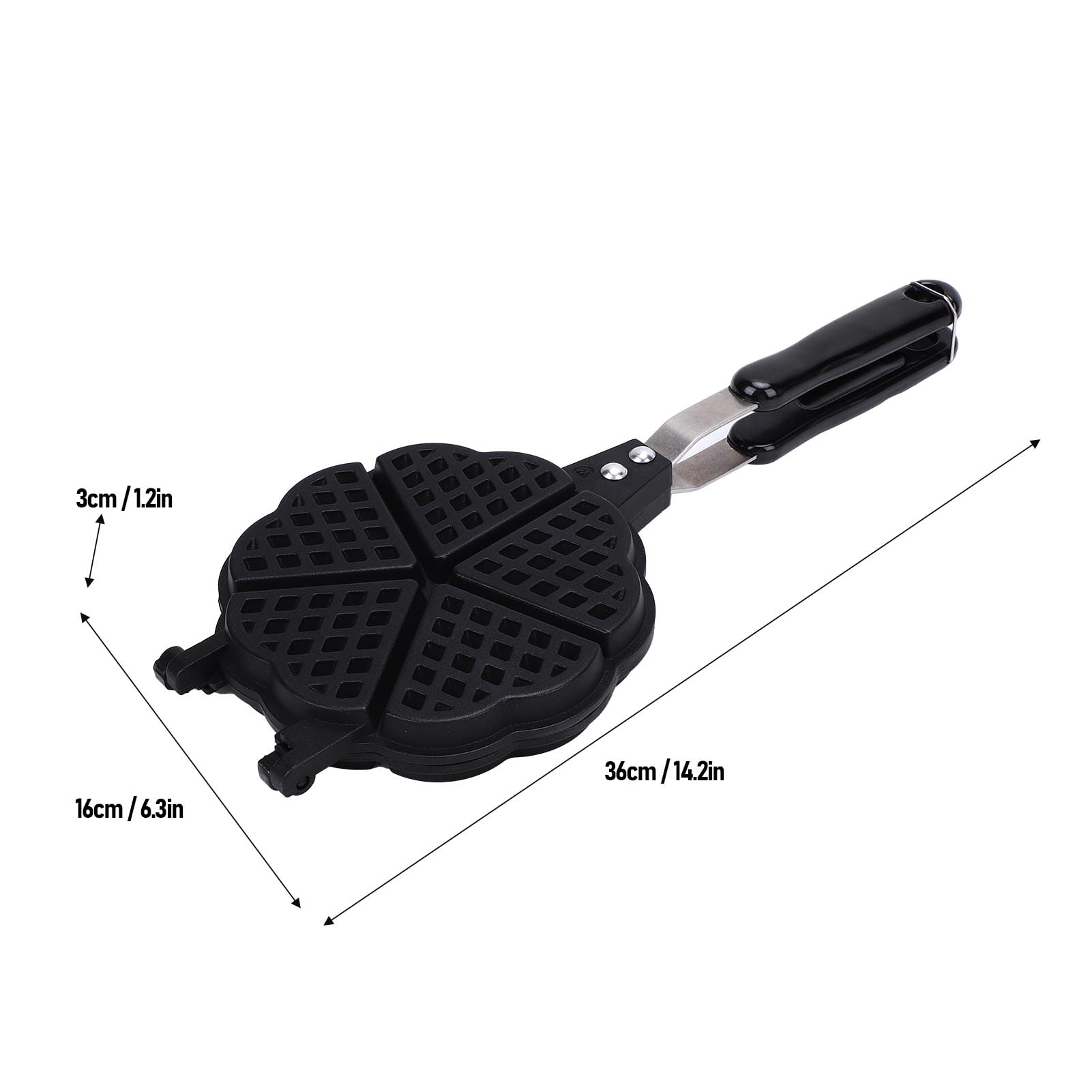 5 cavità Mini Heart Stovetop Waffle Pan, Family Breakfast Baker