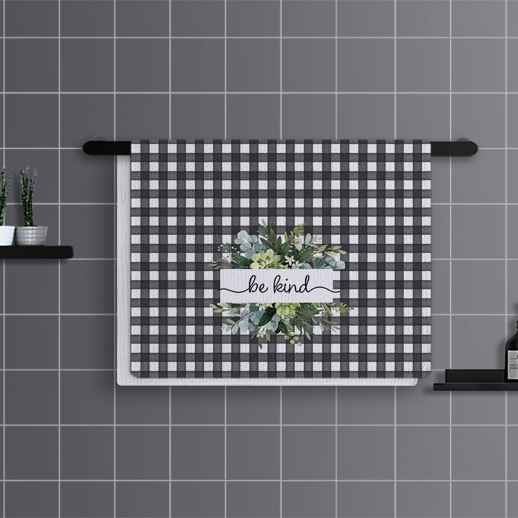 Trapos Cocina Elegantes Hojas Verdes Paños de Cocina Suaves y Absorbentes Paños Cocina Reutilizables Trapos de Cocina para Secar Toallas Lavable Toallas de Barra Juego de 4 (40x60cm)