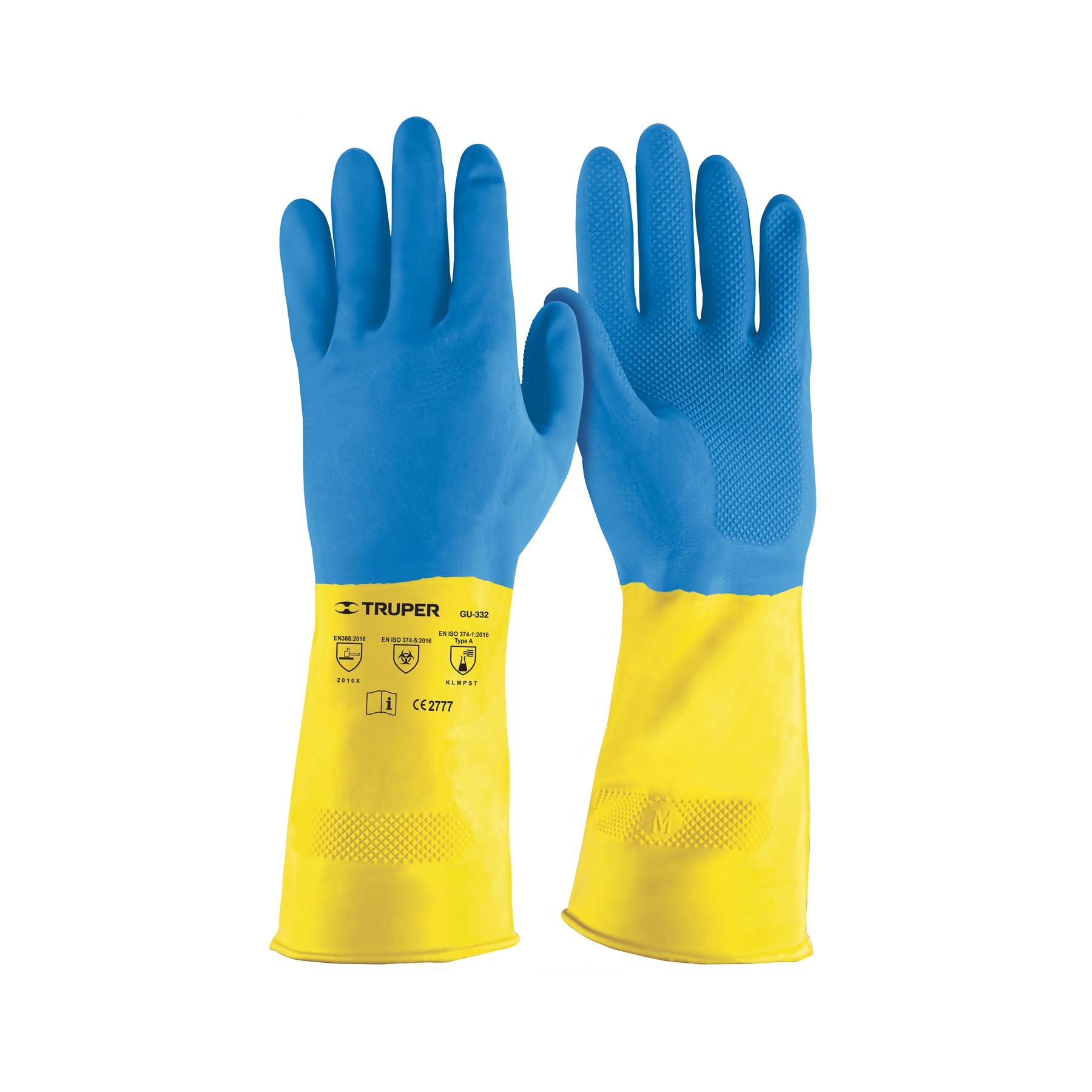 TRUPER GU-LIM-MX Neoprene Coated Latex Gloves, Long Cuff. Size M