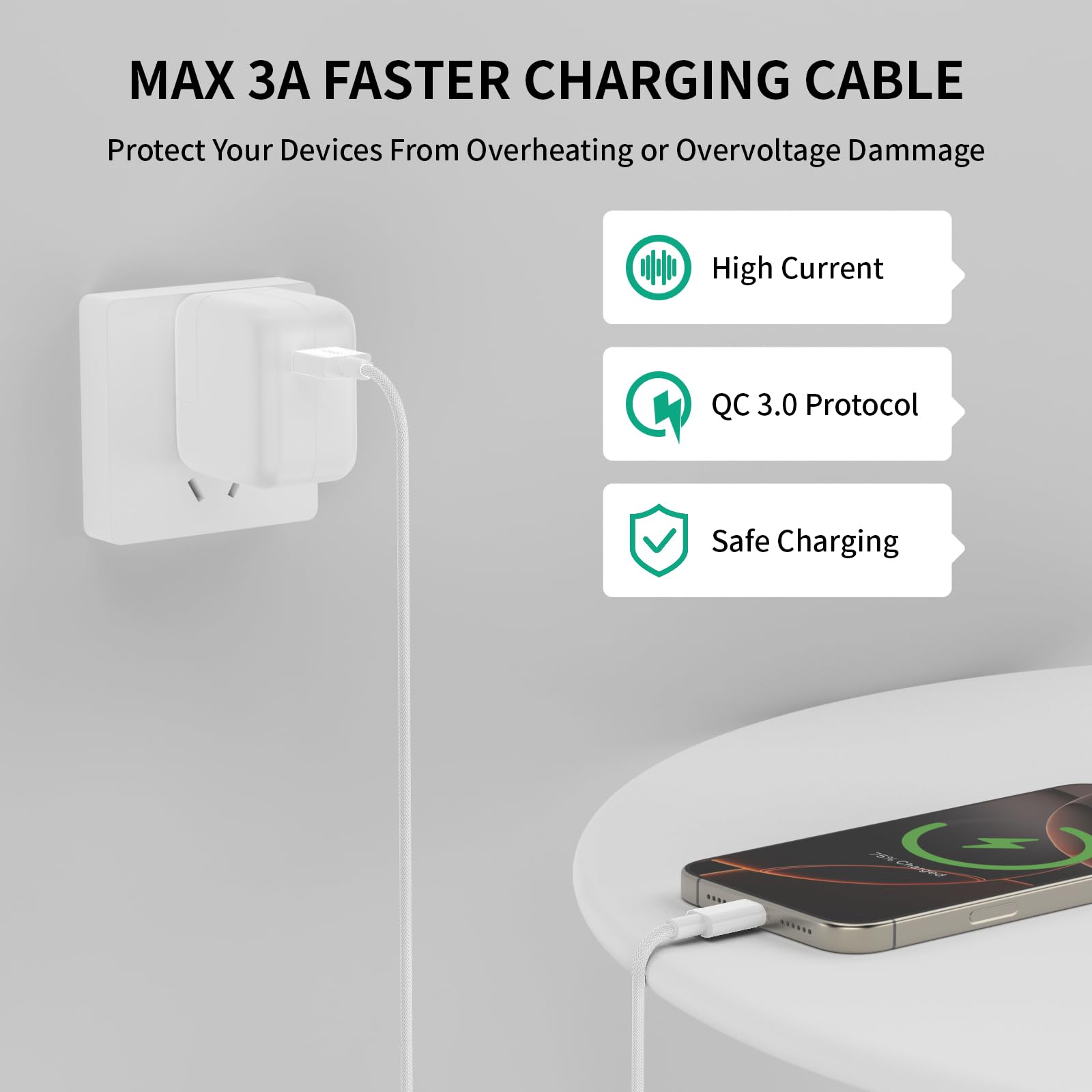 [Apple MFi Certified] Car Carplay Cable for iPhone 16 15,3Pack 10Ft USB A to USB C Fast Car Charger Nylon Braid Data Sync Cord for iPhone 16/16 Plus/16 Pro/16 Pro Max/15/15 Plus/15Pro/15 Pro Max iPad