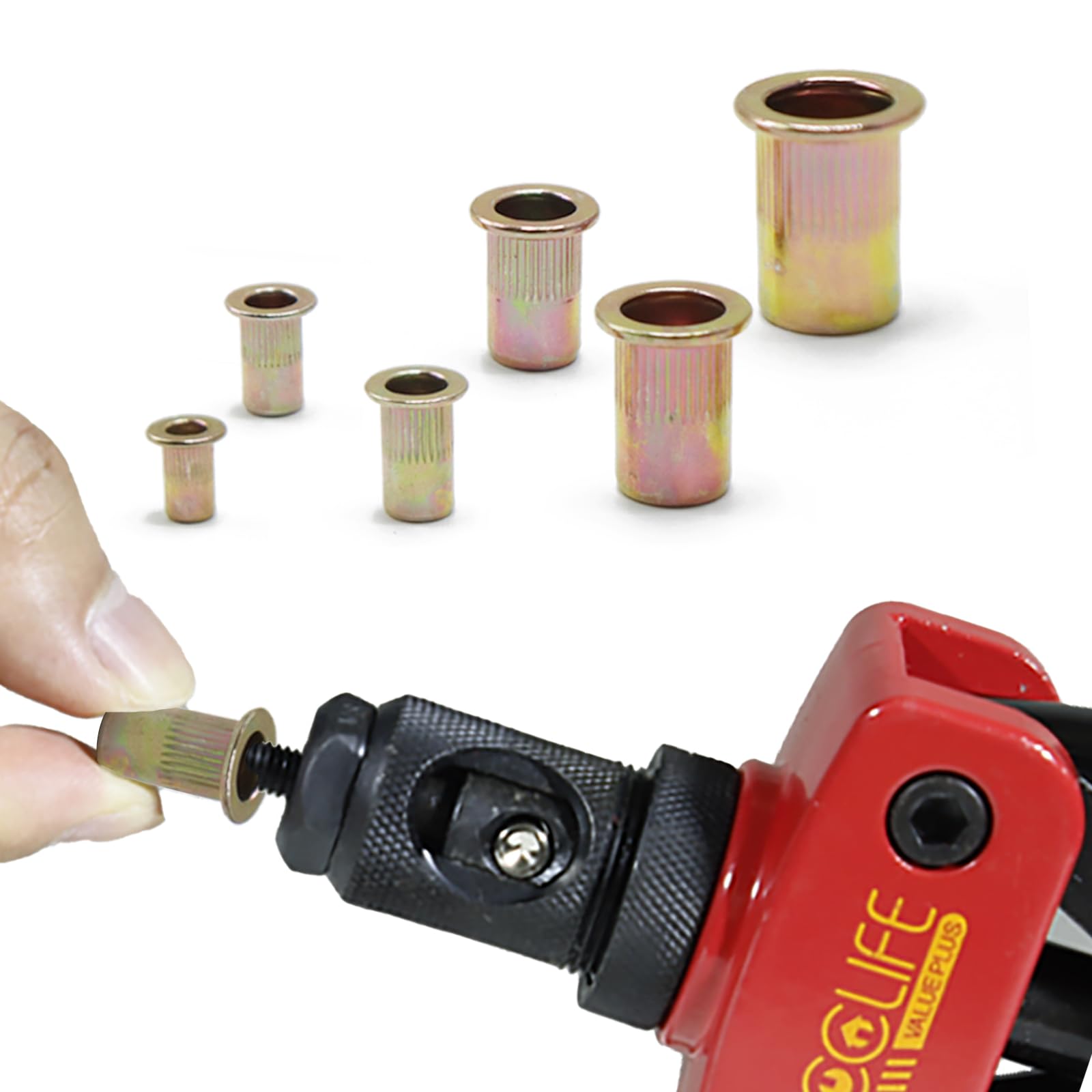 CCLIFE 150 Pezzi Assortimento di Dado filettato per rivetto, in acciaio al carbonio, dadi filettati a testa piatta, M3 M4 M5 M6 M8 M10