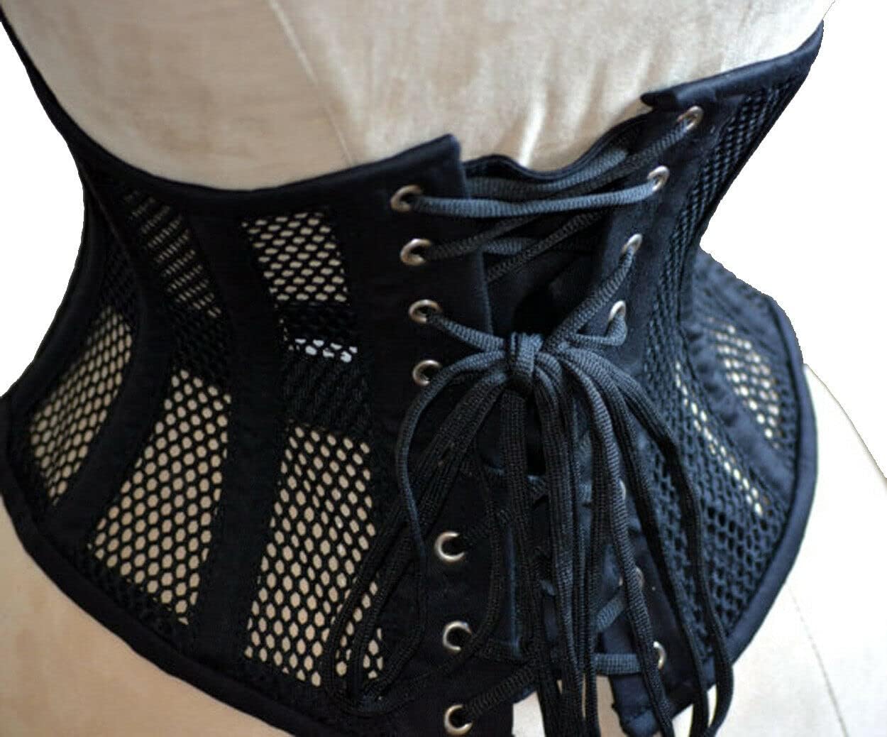 Naveed Corset sous la poitrine pour femme en maille filet avec laçage solide