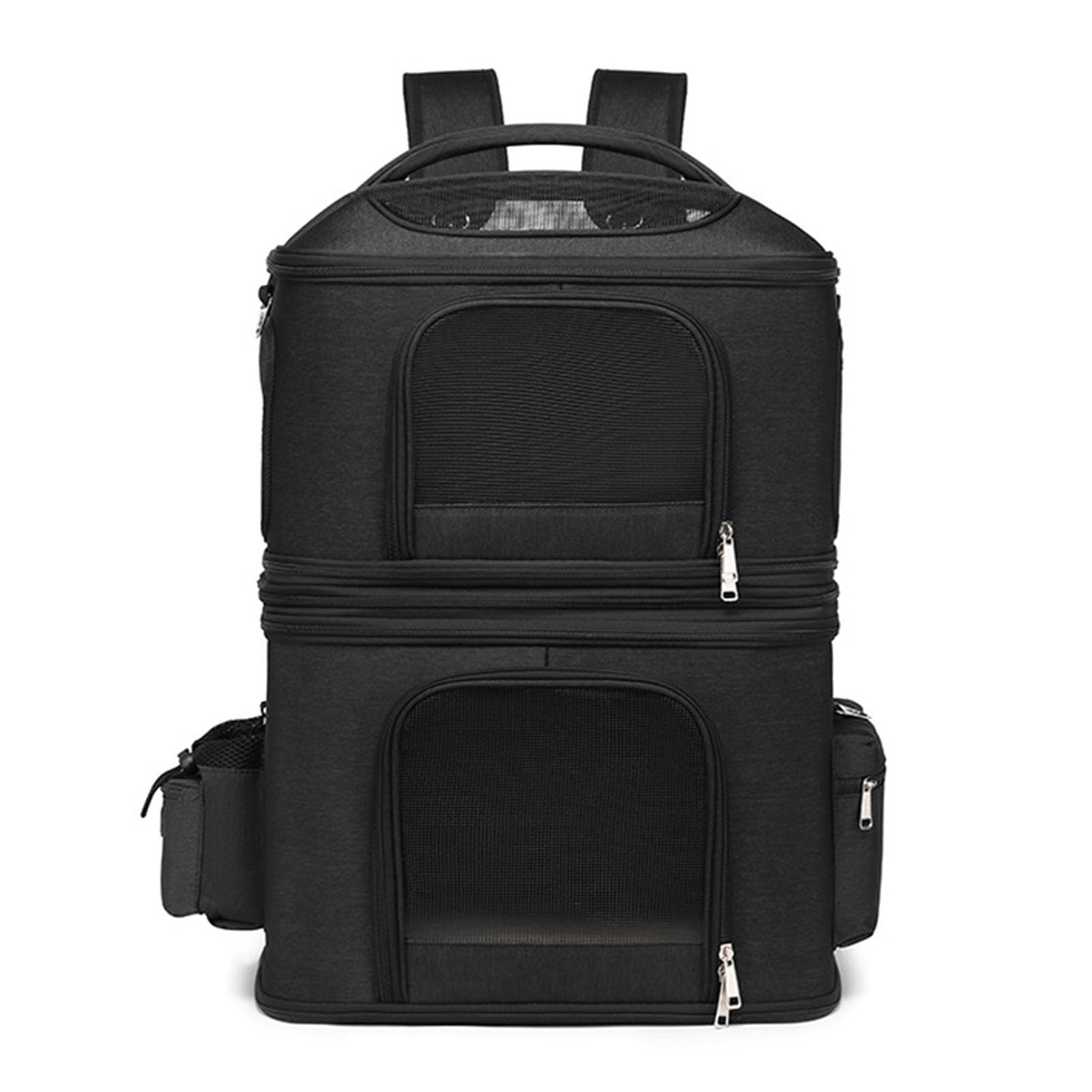 Zaino Trasportino Staccabile per 2 Gatti - Zaino da Viaggio Comodo e Traspirante per Gatti con Spalla Comoda - Trasportino Ideale per Gatti (BLACK)