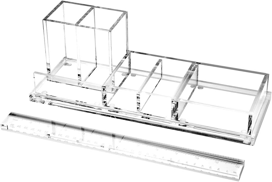EXPUTRAN Clear Acrylic Desk Organizer 4Piece Desk Kit