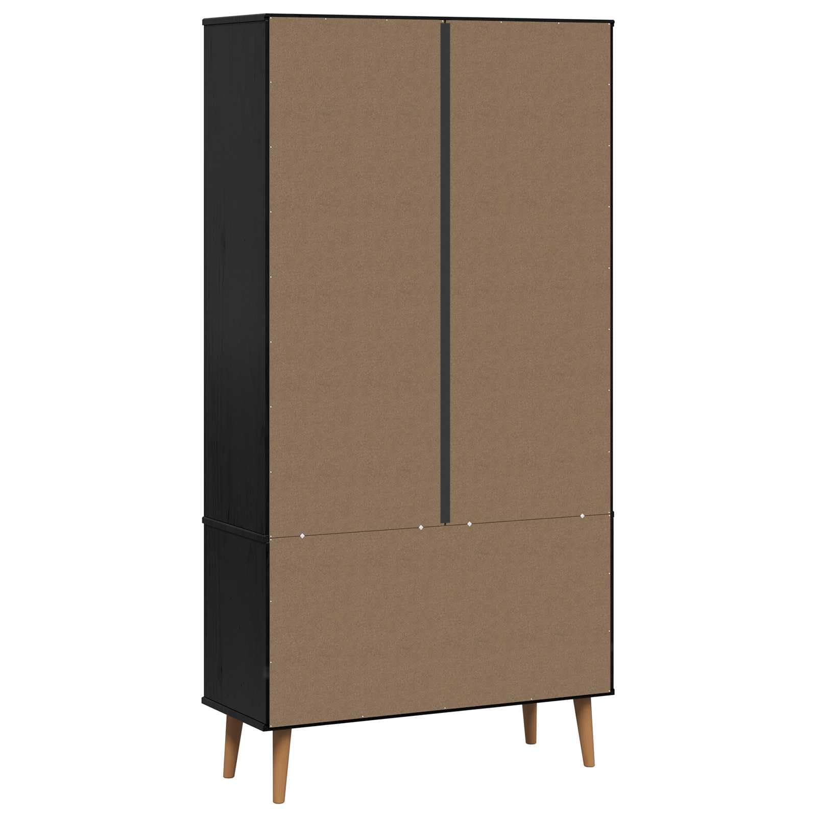 Vetrina in vetro Molde, 90 x 35 x 175 cm, in legno di pino massello, nero, con ante in vetro temperato e spazio per riporre oggetti, per soggiorno e camera da letto