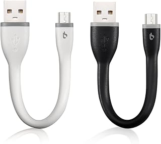 BigBlue Short Micro USB Cable 2 Pack 0.5ft, Micro-USB to USB Cable, Micro USB Lead Sync Data Cord for Android Samsung, HTC, Sony, Nexus, LG, HuaWei and More