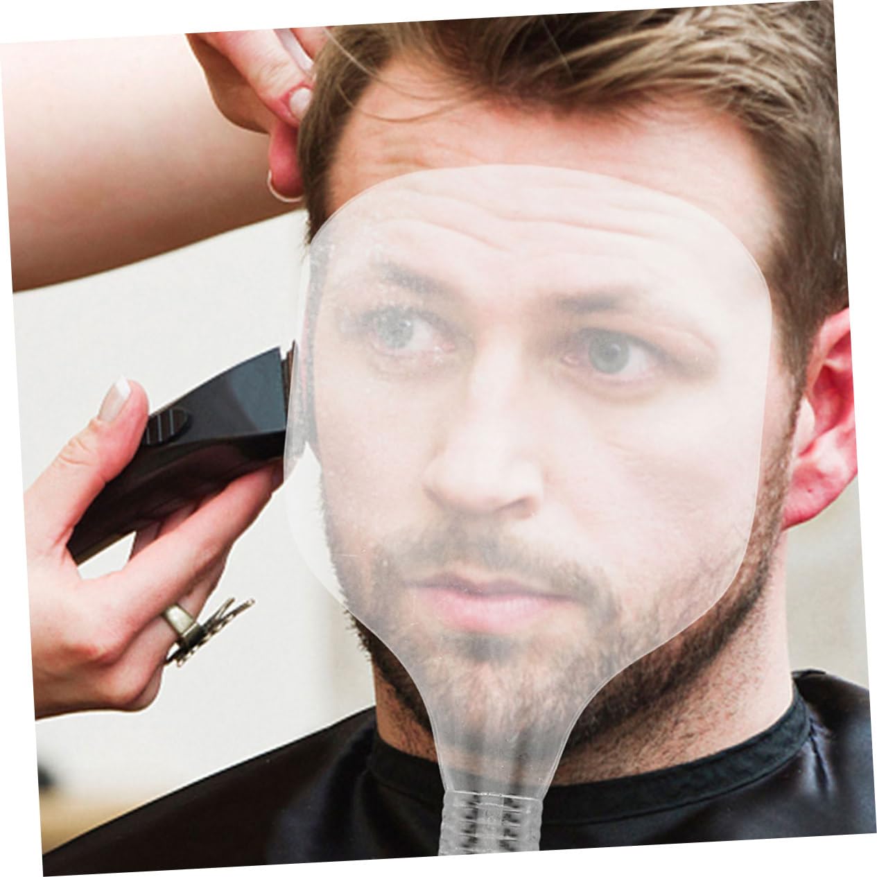 4 pezzi Maschera Parrucchiere con Manico Schermo Protettivo Nero Trasparente per Taglio Capelli Protezione Viso per Tintura Lacca Prodotti per per Uso Professionale e