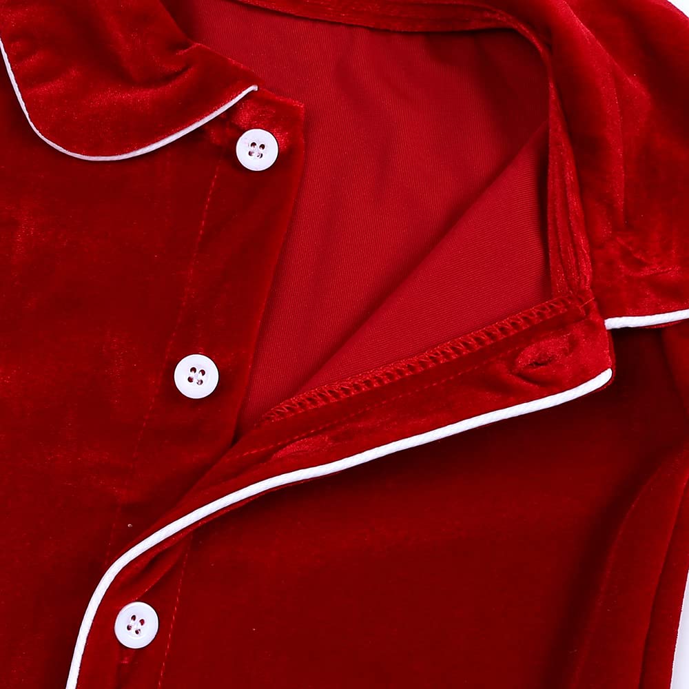 ZFTTZYMX Baby Boys Girls Velvet Clothes Set Christmas 2PCS Long Sleeve Button Down Shirts Tops + Long Pants Xmas Outfits