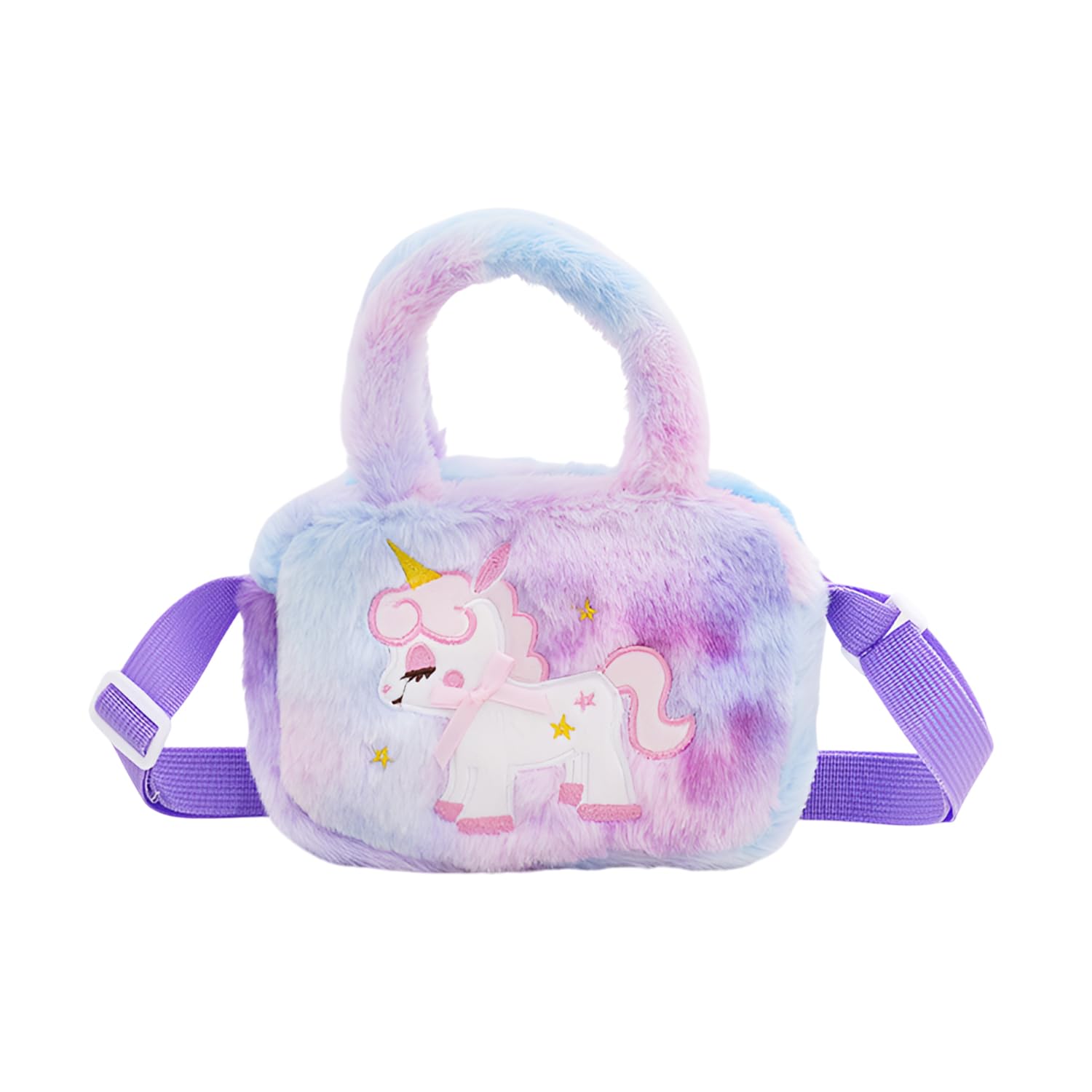 Girls Cute Unicorn Plush Shoulder Bag for Girls Soft Fluffy Bag with Adjustable Strap