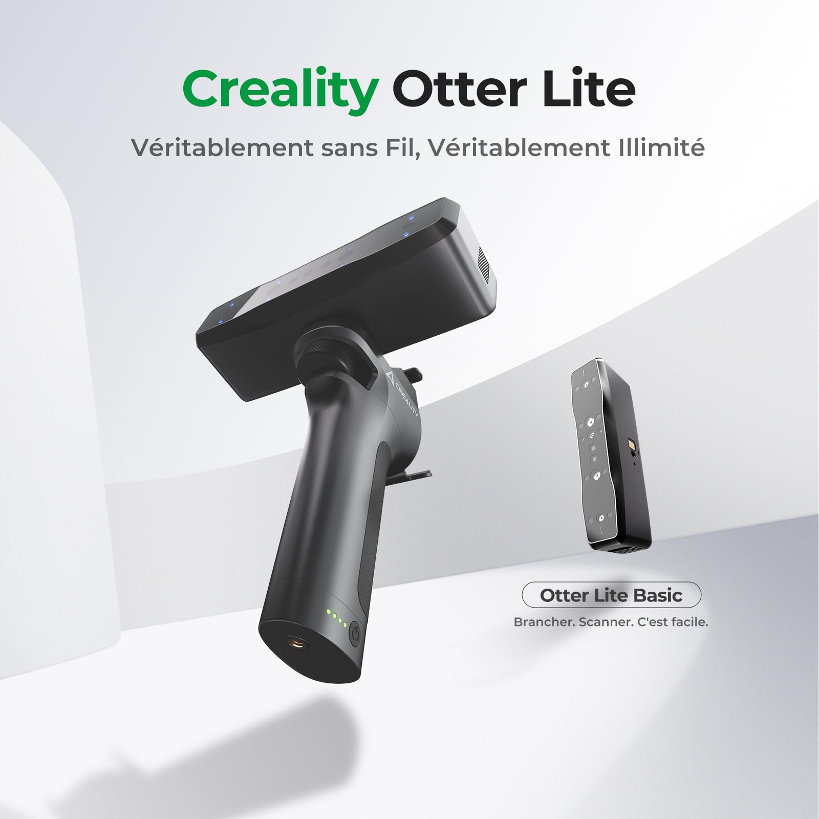 Creality Scanner 3D Otter Lite Basic, Précision de 0,05 mm, Conception Innovante à Quatre Yeux, Convient à Toutes les Tailles, 30 Images par Seconde, Technologie de Lumière Structurée DOE 3D