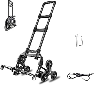 RUYICZB Stair Climbing Cart, 150 lbs Capacity Hand Truck with Adjustable Handle, Folding Dolly Cart for Stairs, Stair Climbing Dolly Hand Carts with 10 Wheels for Shopping, Moving, Office Use